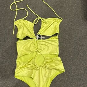 Princess Polly - Neon Yellow Bodysuit with Cutouts - Size US 0
